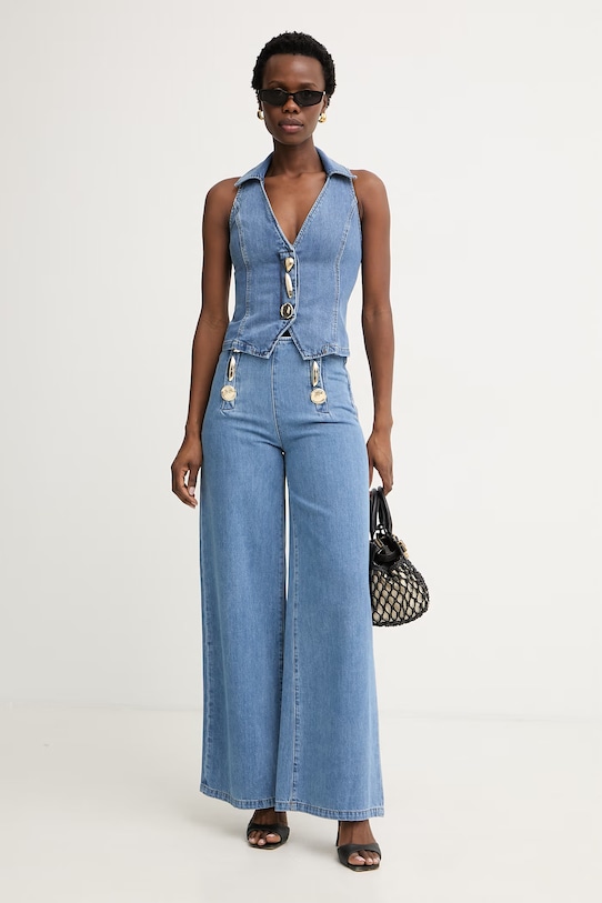 Simona Corsellini jeansy wide leg damskie P26CPPAT0201 niebieski SS26