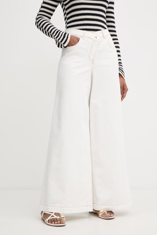 Twinset jeansy wide leg damskie beżowy 261AP2384