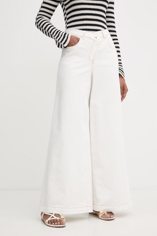 Twinset jeansy wide leg damskie beżowy 261AP2384