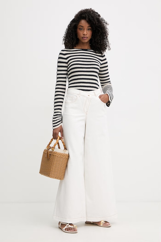 Twinset jeansy wide leg damskie 261AP2384 beżowy SS26