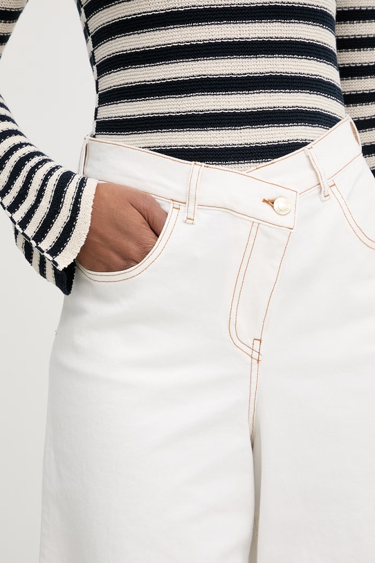 Twinset jeansy wide leg damskie beżowy 261AP2384