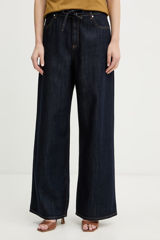 Trussardi jeansy wide leg damskie granatowy P4569100361N
