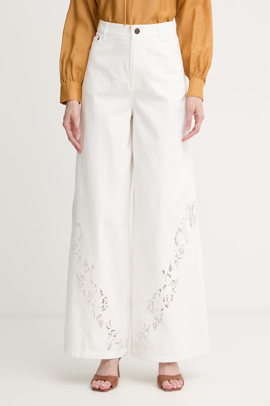 Twinset blugi wide leg pentru femei alb 261TT2461