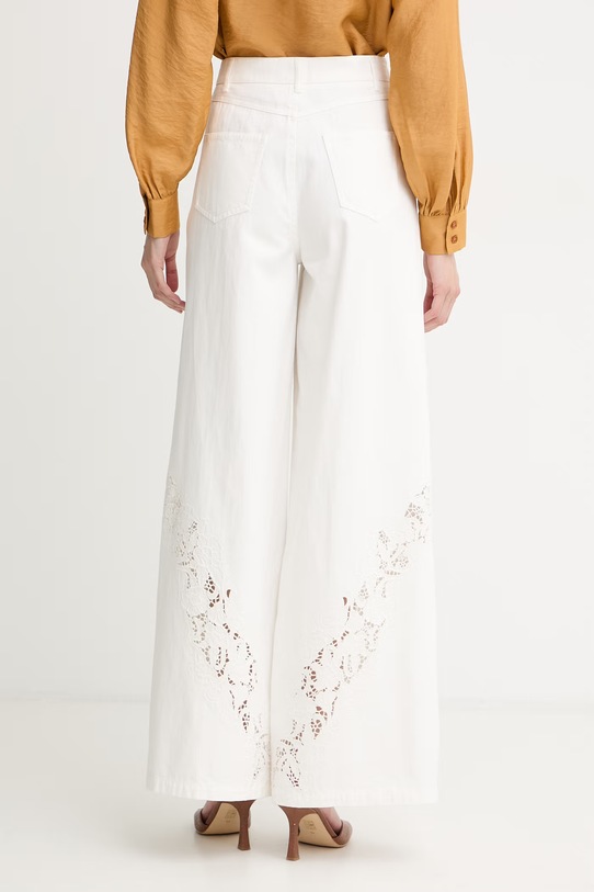 Îmbrăcăminte Twinset blugi wide leg pentru femei 261TT2461 alb