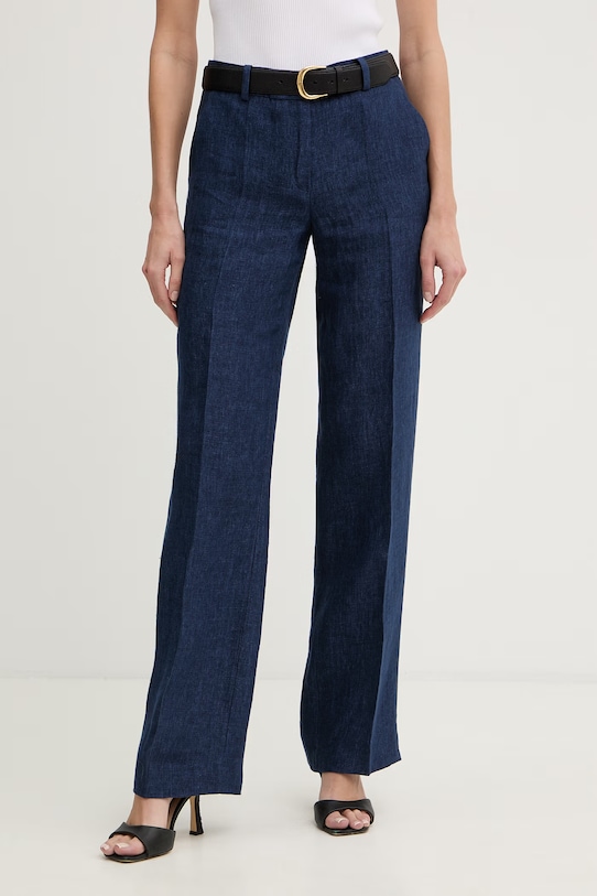 Luisa Spagnoli spodnie damskie lniane Allegria granatowy 543066