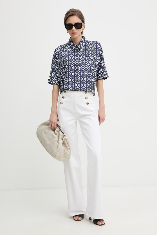 Luisa Spagnoli jeansy wide leg damskie Almanacco 542991 biały SS26