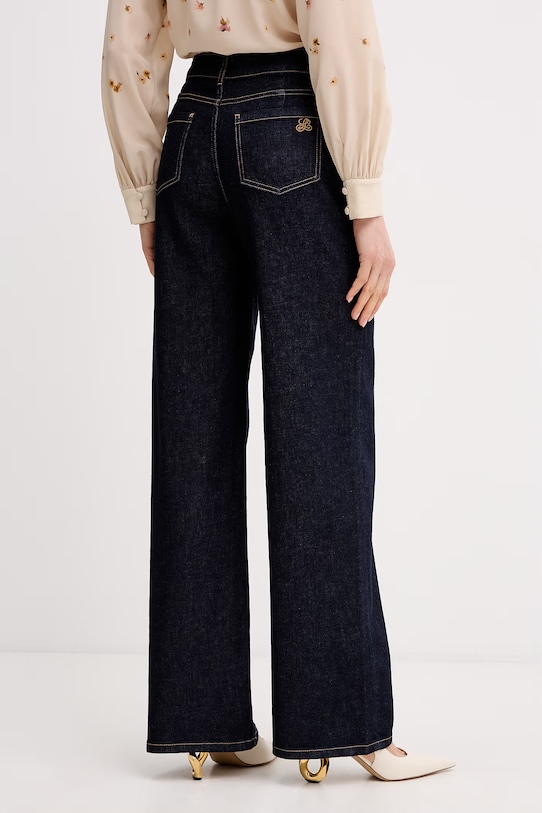 Odzież Luisa Spagnoli jeansy wide leg damskie Almanacco 542991 granatowy