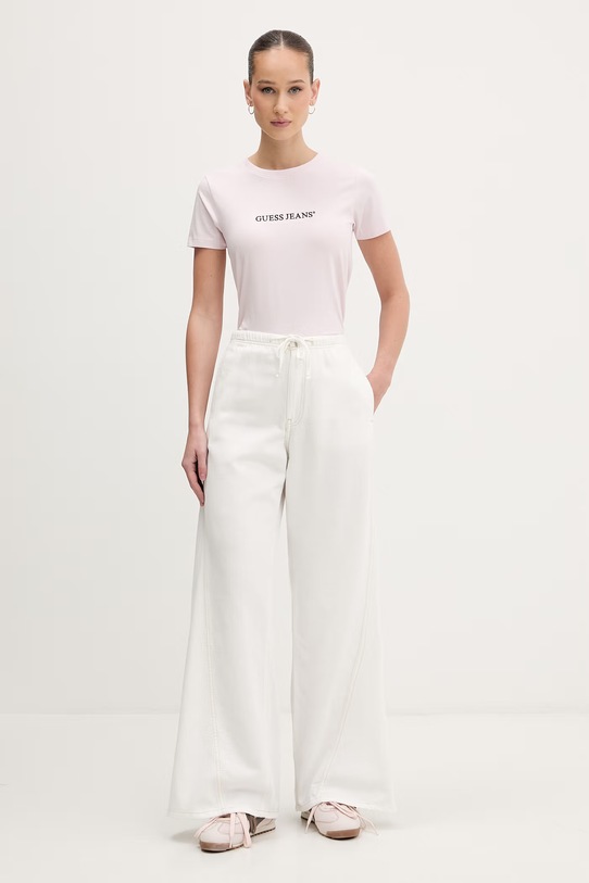 Guess Jeans jeansy wide leg damskie W6GA2J.D5NW2 biały SS26