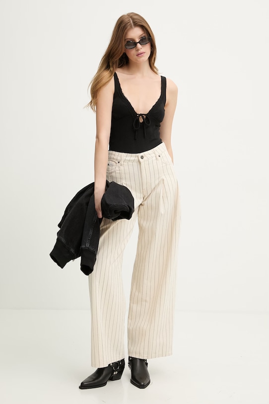 Guess Jeans dámske bavlnené nohavice W6GA2U.D7961 béžová SS26