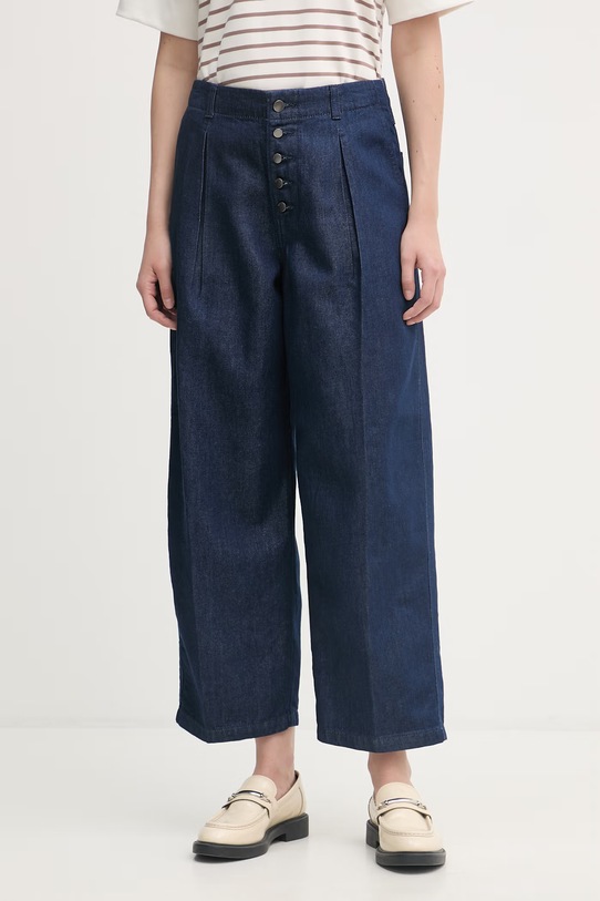United Colors of Benetton jeansy wide leg damskie granatowy 4ZDWDE02V