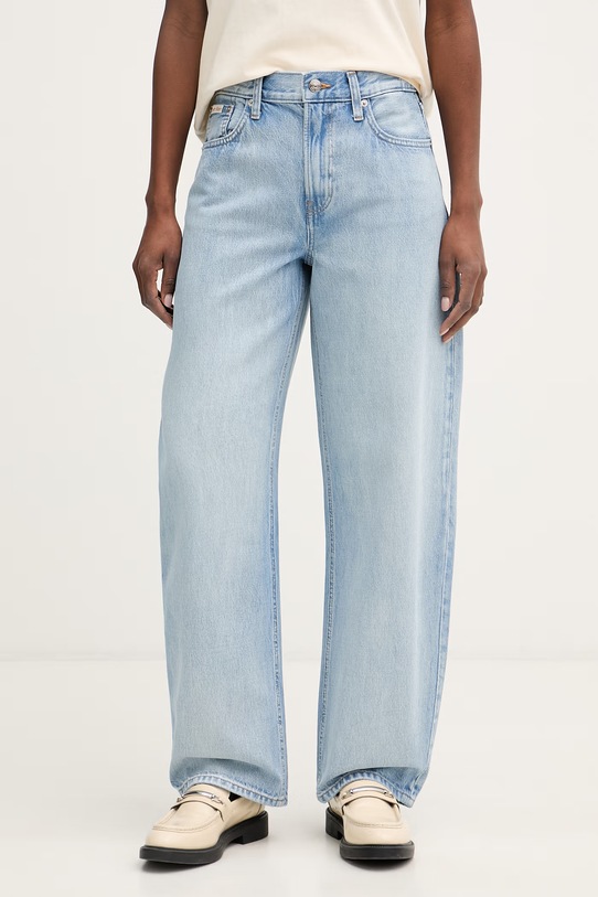 Calvin Klein Jeans jeansy barrel damskie niebieski LV047F684G