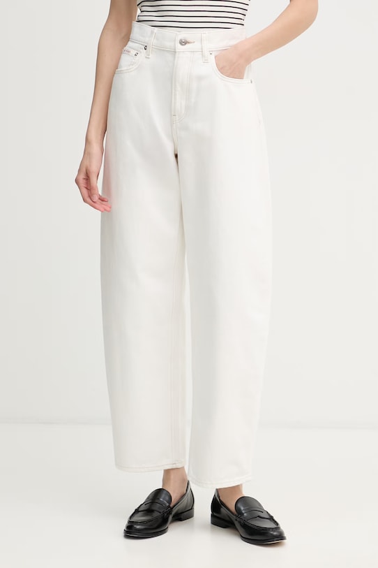 Calvin Klein Jeans jeansy barrel damskie beżowy LV047F463G