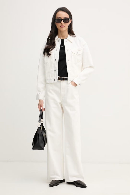 Calvin Klein Jeans jeansy relaxed fit damskie LV047F742G beżowy SS26