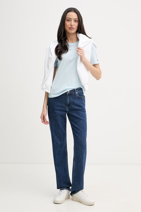 Tommy Hilfiger ravne kavbojke ženske WW0WW48564 mornarsko modra SS26