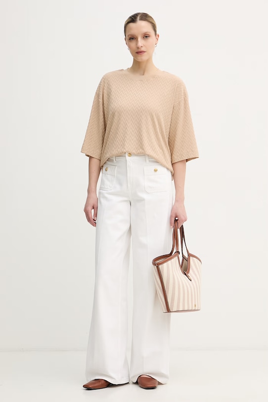 Tommy Hilfiger wide leg traperice za žene WW0WW48576 bijela SS26