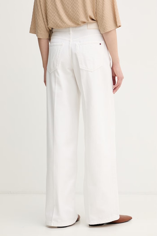 Odjeća Tommy Hilfiger wide leg traperice za žene WW0WW48576 bijela
