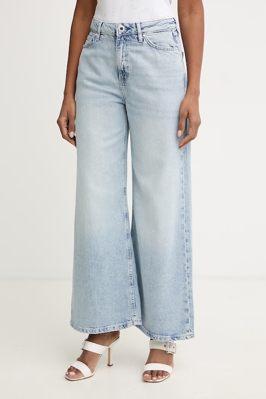 Guess jeansy wide leg damskie niebieski W6GA82.D0697