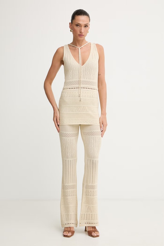 Patrizia Pepe spodnie damskie 2P1757.K332L beżowy SS26