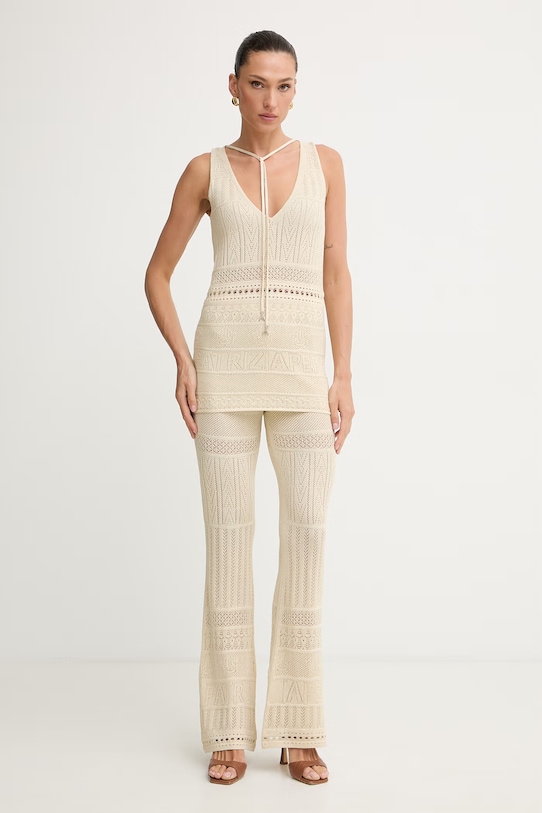 Patrizia Pepe spodnie damskie 2P1757.K332L beżowy SS26