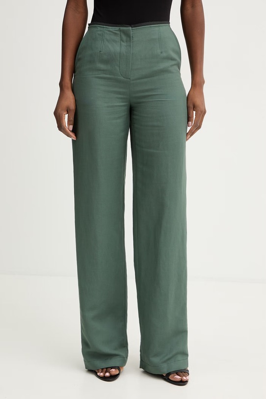 Patrizia Pepe nohavice dámske z viskózy zelená 2P1759.A052