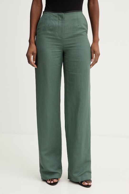 Patrizia Pepe nohavice dámske z viskózy zelená 2P1759.A052