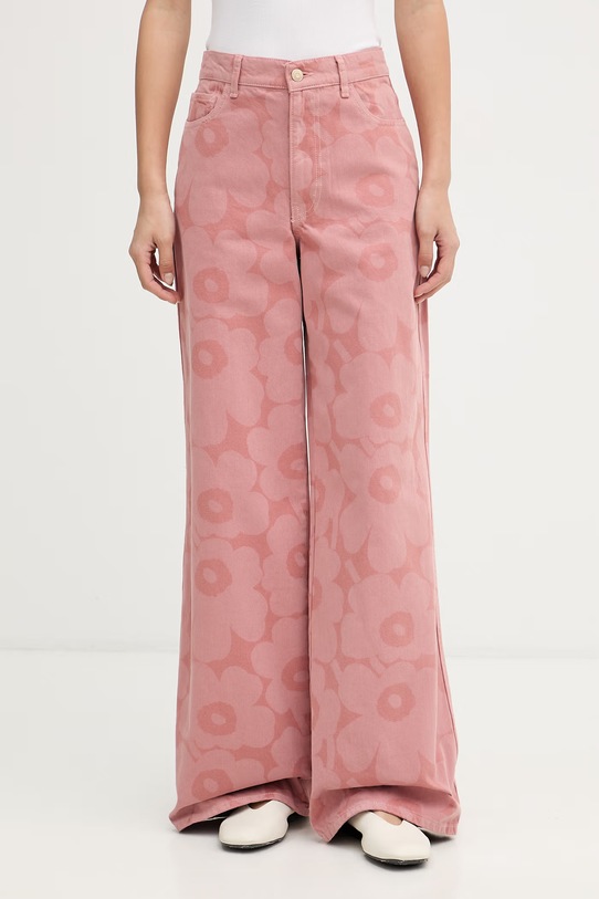 Marimekko kavbojke s širokimi hlačnicami ženski roza 095193