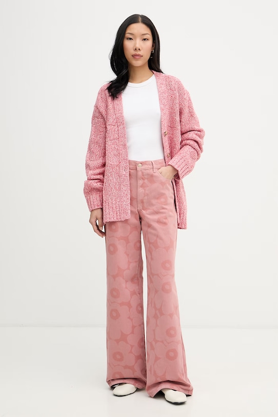 Marimekko kavbojke s širokimi hlačnicami ženski 095193 roza SS26