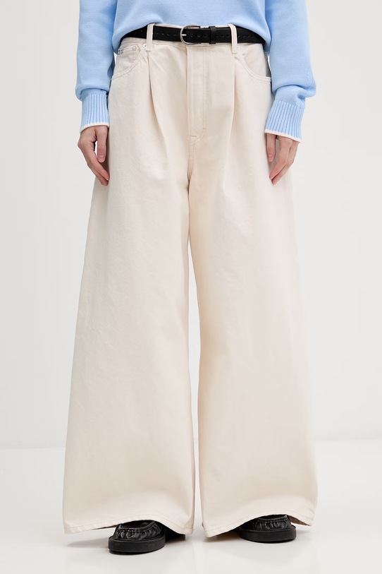 Tommy Jeans jeansy relaxed fit damskie beżowy DW0DW22409