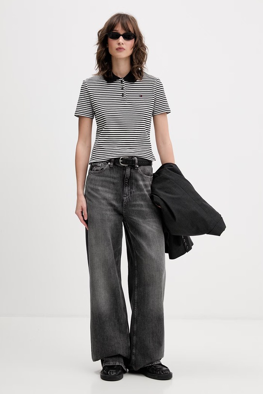 Tommy Jeans jeansy wide leg damskie DW0DW22755 czarny SS26