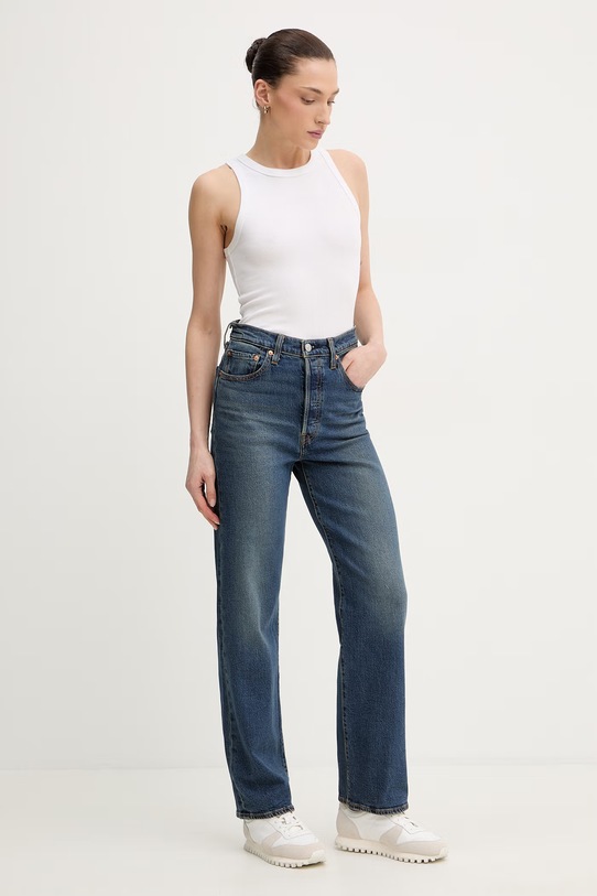 Levi's jeansy straight damskie RIBCAGE STRAIGHT ANKLE 72693.0281 granatowy SS26
