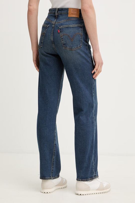 Odzież Levi's jeansy straight damskie RIBCAGE STRAIGHT ANKLE 72693.0281 granatowy