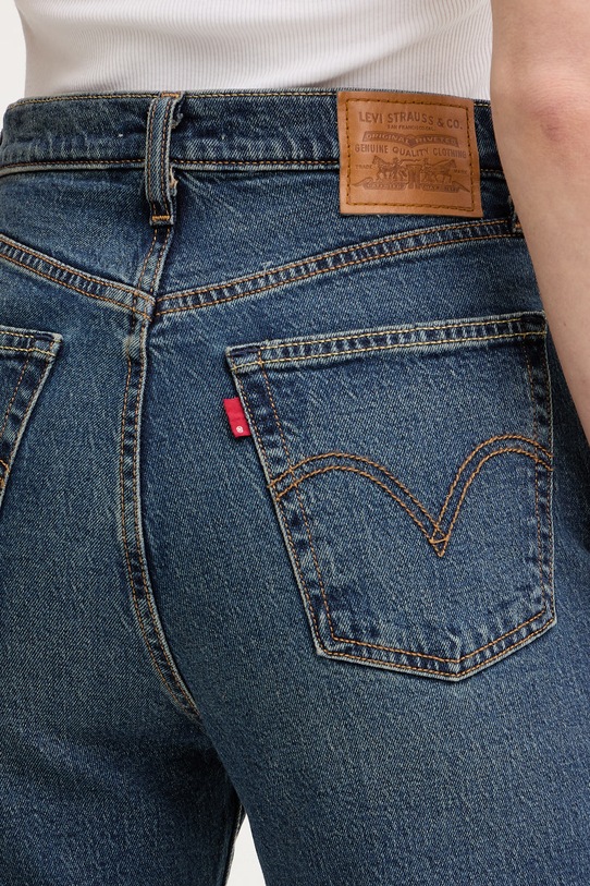 Levi's jeansy straight damskie RIBCAGE STRAIGHT ANKLE granatowy 72693.0281