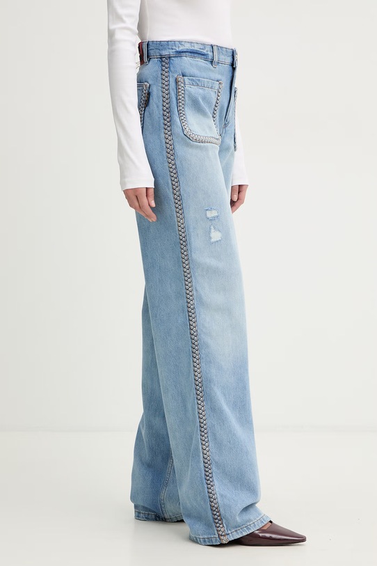 Just Cavalli jeansy straight damskie niebieski 80PAB5T3.CDWCD