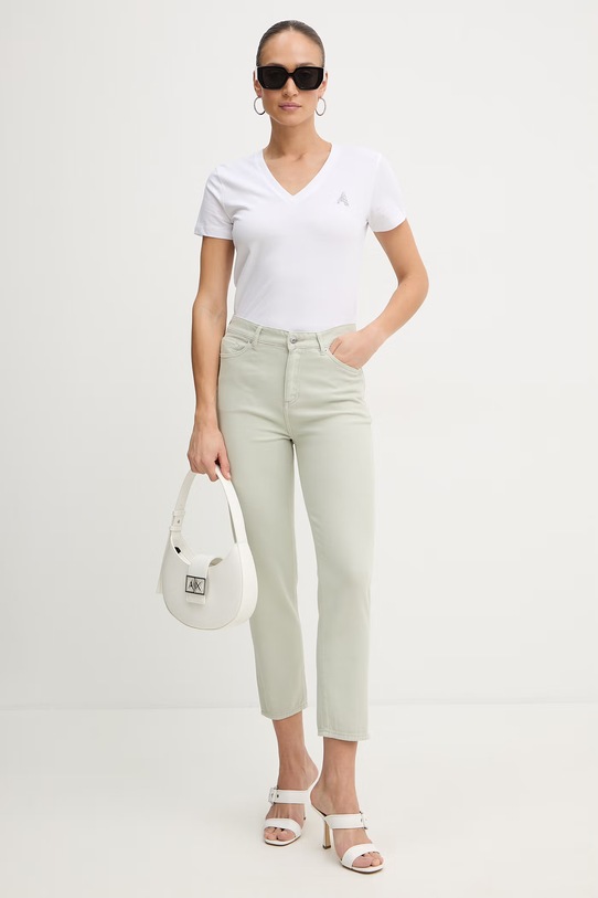 Armani Exchange jeansy relaxed fit damskie XW000073.AF12858 zielony SS26