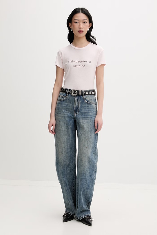 Miss Sixty jeansy relaxed fit damskie 6M1JJ00500 niebieski SS26