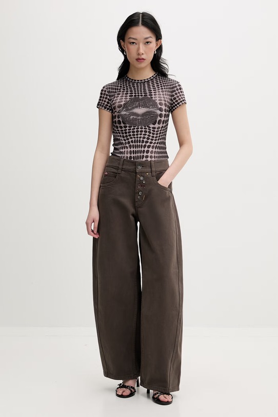 Miss Sixty jeansy relaxed fit damskie 6M1JJ47400 brązowy SS26