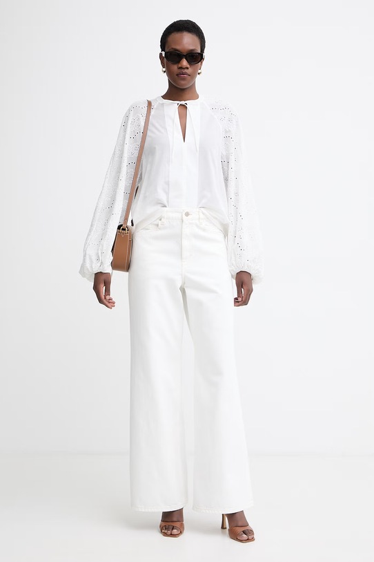 BOSS Orange jeansy wide leg damskie C SLOUCHY MR 2.0 50558723 beżowy SS26