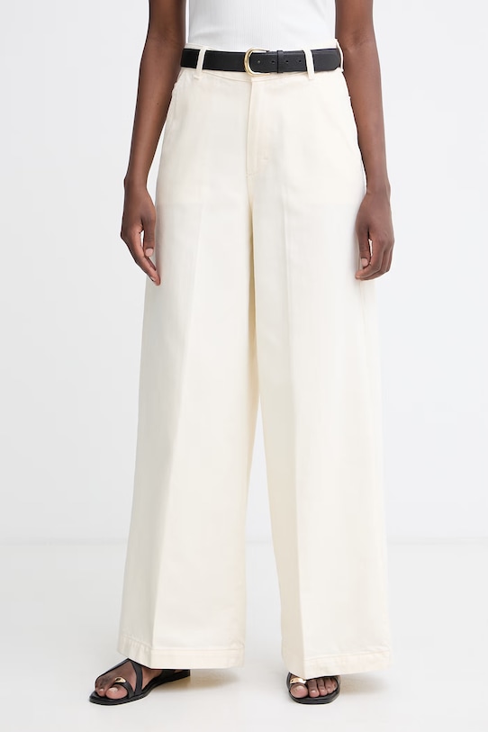 BOSS jeansy wide leg damskie CENTRAL 4.0 beżowy 50560975