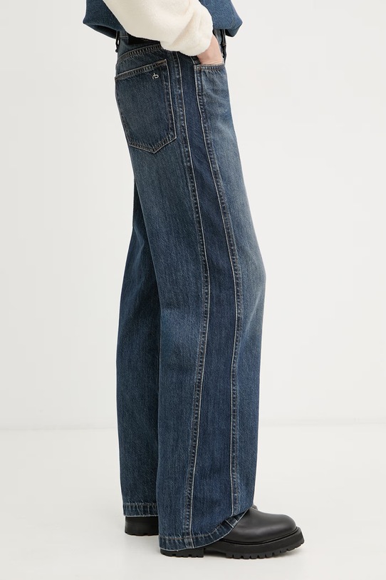rag & bone jeansy wide leg damskie Logan niebieski RJ7025H1RIN