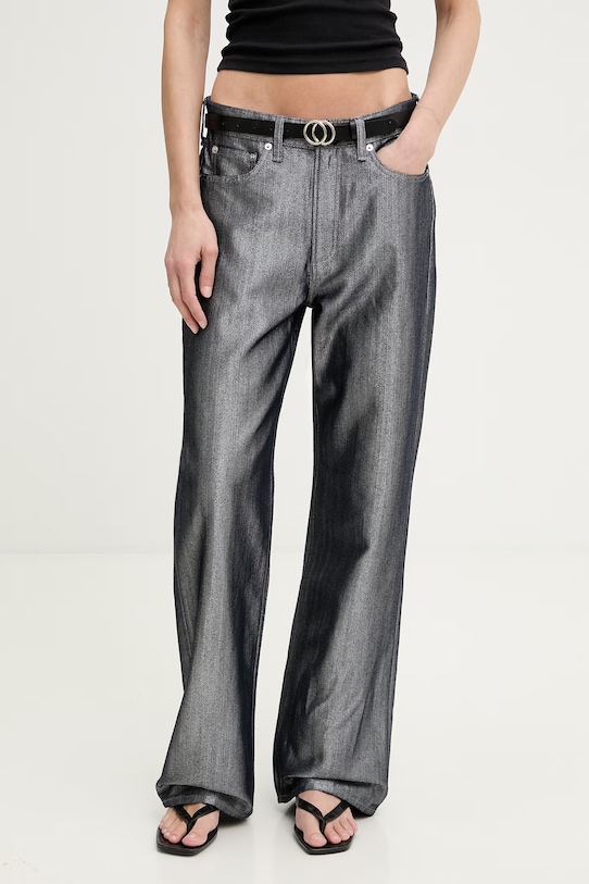 rag & bone jeansy wide leg damskie Logan granatowy RJ2525H1RLU