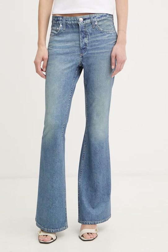 rag & bone spodnie dzwony damskie z wiskozy Miramar Dhalia niebieski RC7525H7MPO