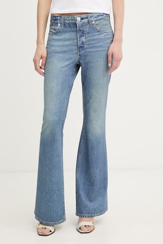 rag & bone spodnie dzwony damskie z wiskozy Miramar Dhalia niebieski RC7525H7MPO