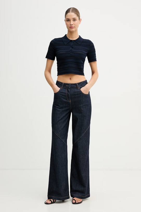 Blugirl Blumarine jeansy wide leg damskie RA6067.D4992 granatowy SS26