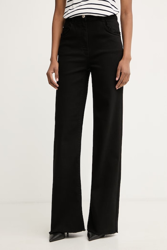 Morgan jeansy wide leg damskie czarny PIUMI