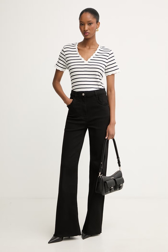 Morgan jeansy wide leg damskie PIUMI czarny SS26