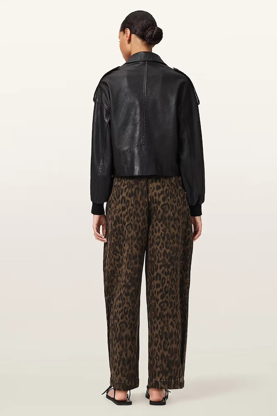 Odzież AllSaints jeansy barrel damskie W081EE brązowy