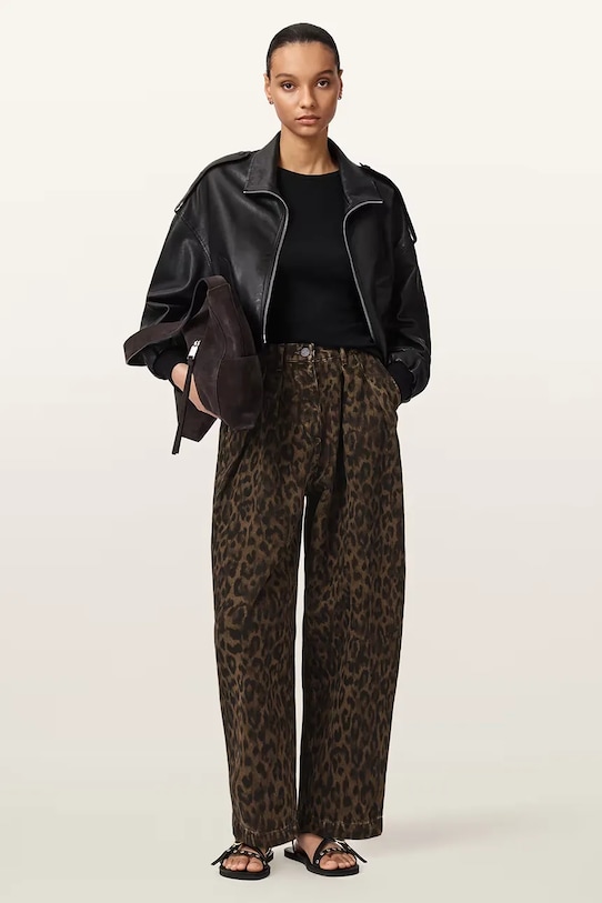 AllSaints jeansy barrel damskie brązowy W081EE