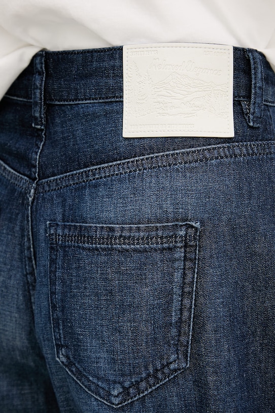 Sisley hlače za žene od pamuka 46PQLE05C mornarsko plava