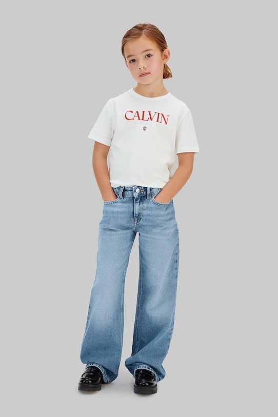 Dziewczynka Calvin Klein Jeans jeansy dziecięce HR WIDE IG0IG03053.128.176.PPY2 niebieski