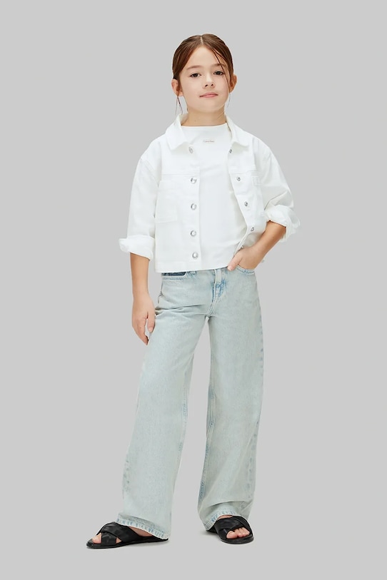 Момиче Calvin Klein Jeans дънки wide leg за деца LVCKSJC02G.128.176.PPY2 син